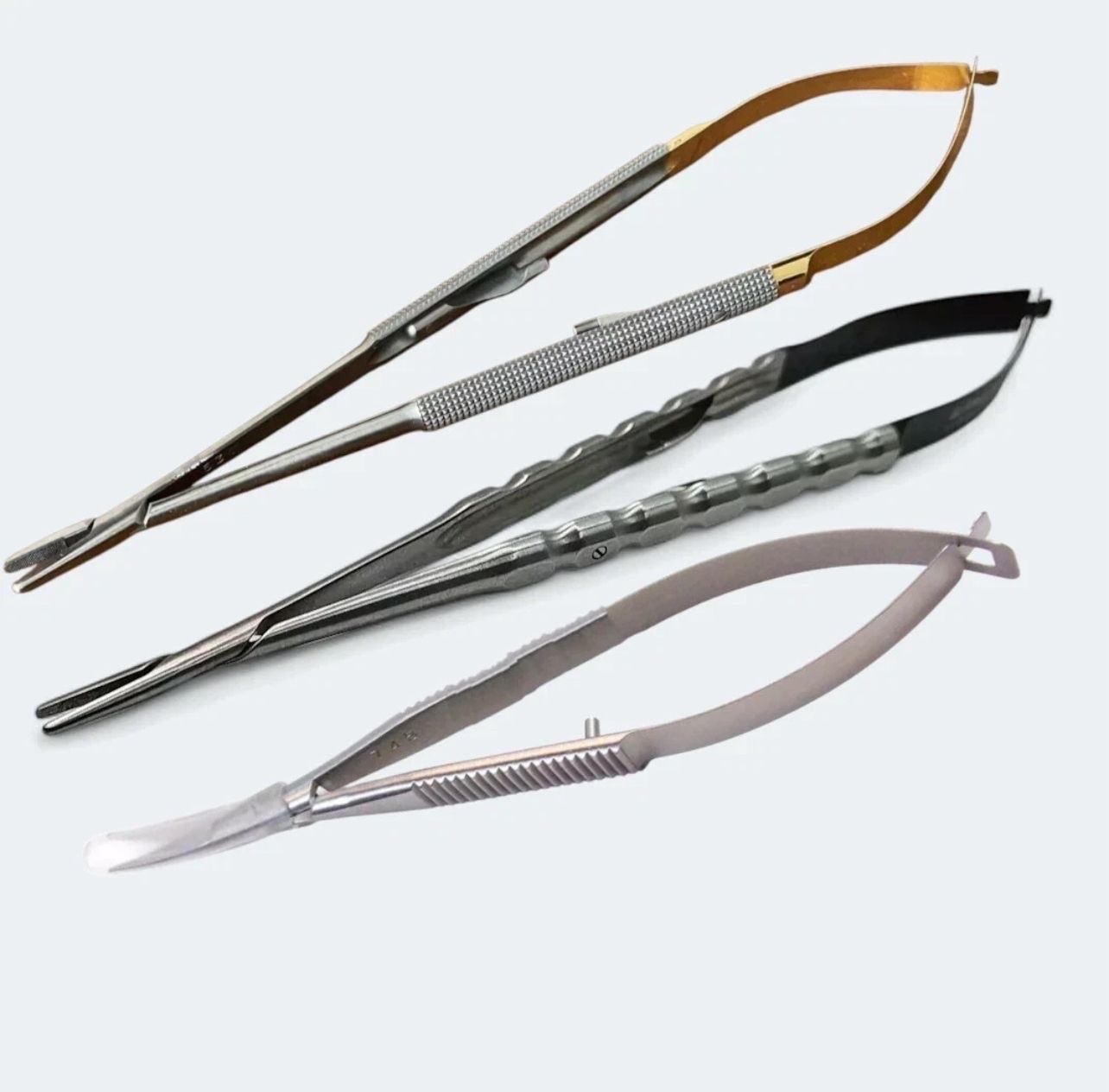 Lot Of 3 HU-FRIEDY Castroviejo Straight ,Diamond Dusted, Micro Scissor Curved