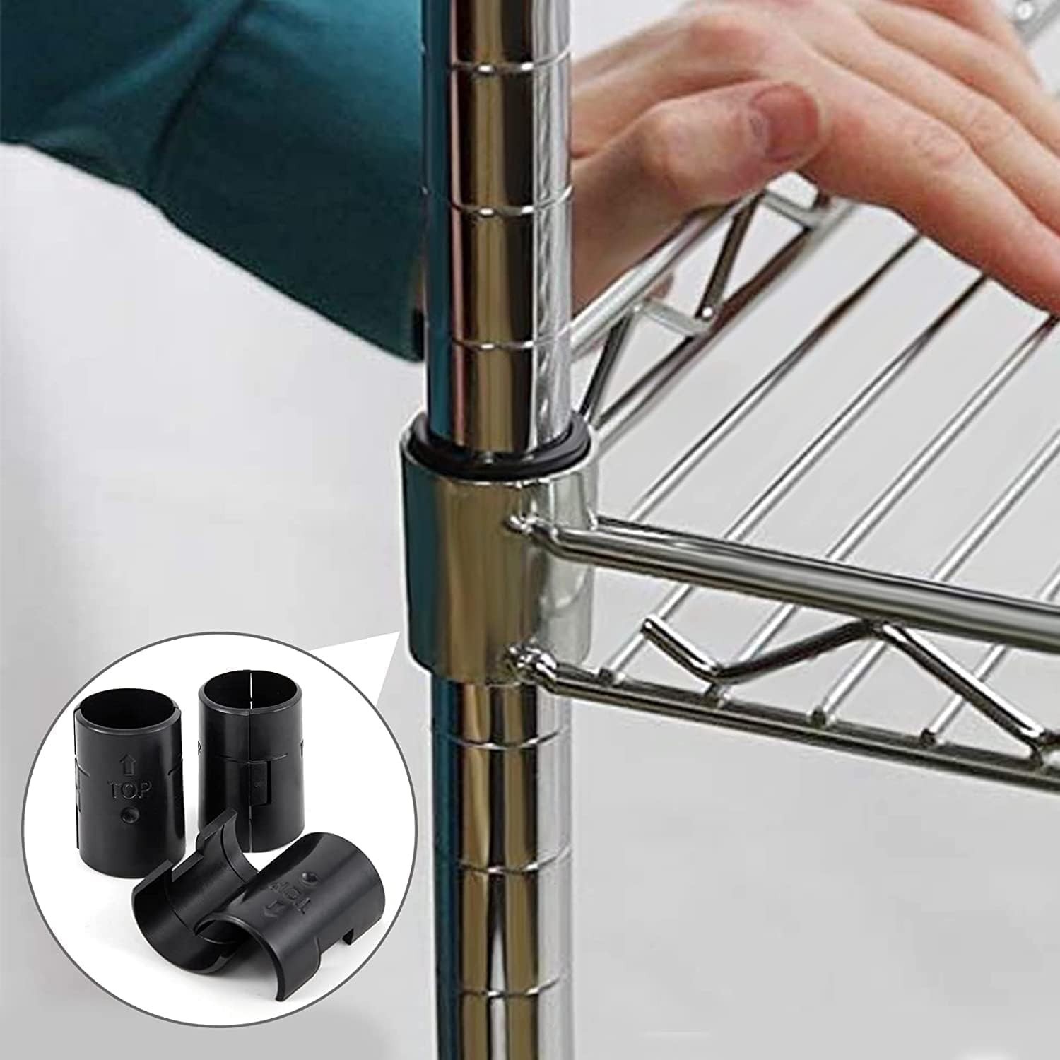 8 Pcs Shelf Lock Clips for 1" Posts - Durable Black Wire Shelving Replacements