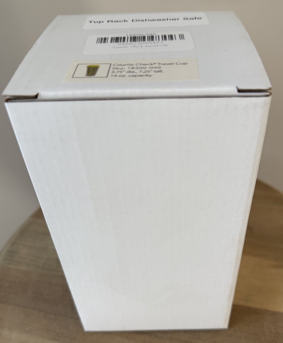 Retired Mackenzie Childs Courtly Check Porcelain Travel Mug New In Box