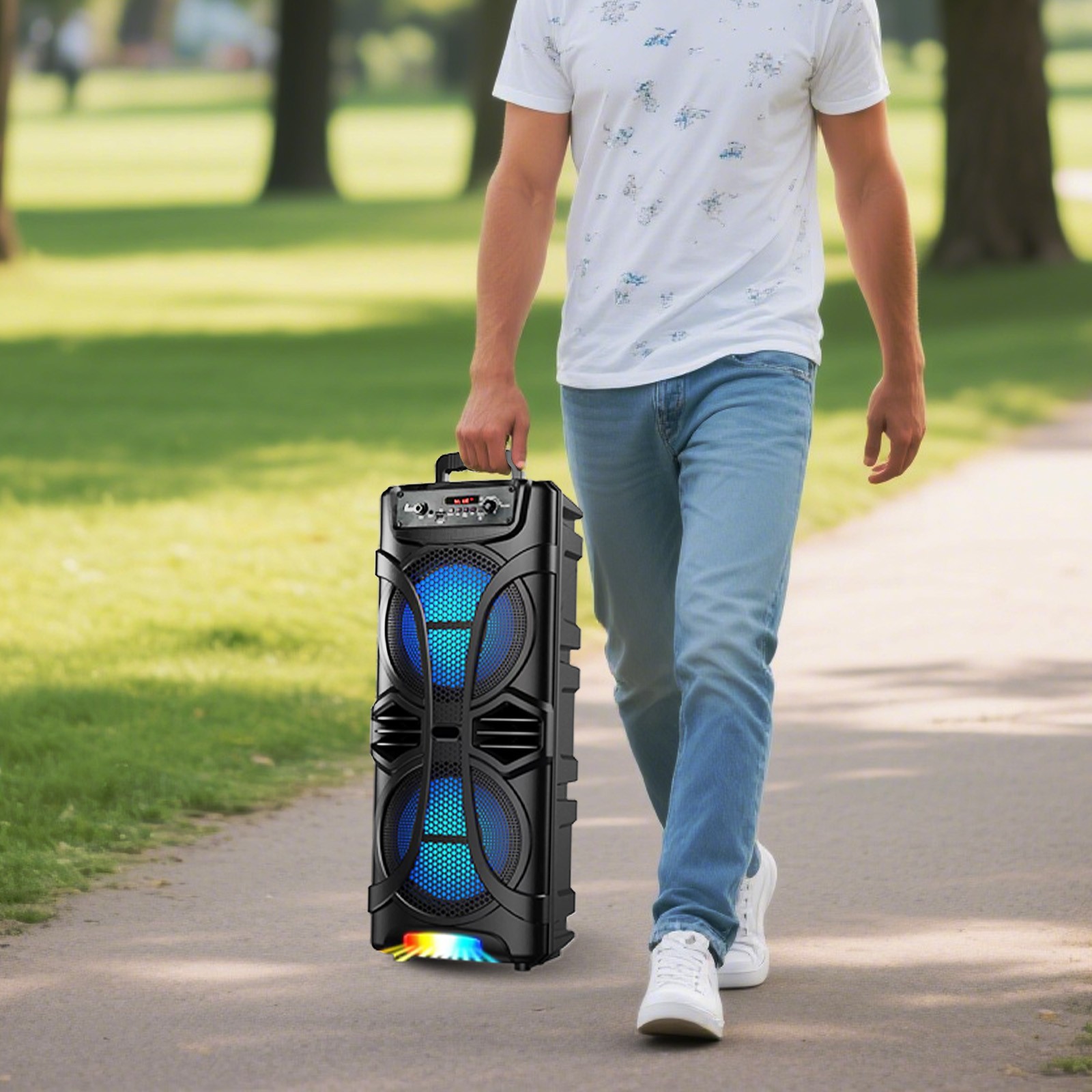 6800W Portable Bluetooth Speaker Dual Sub woofer Heavy Bass Sound System Party