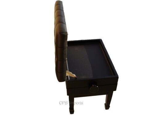 GENUINE LEATHER ADJUSTABLE PIANO BENCH/STOOL- EBONY OPENED ITEM