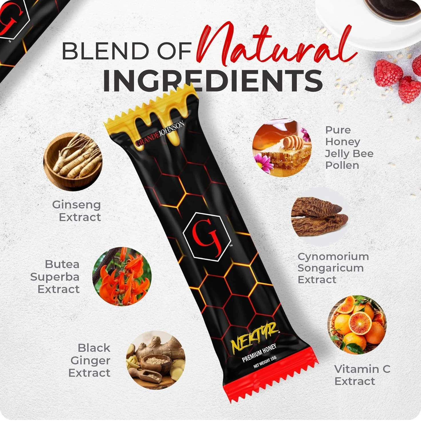 - Nektyr - Organic Premium Natural Pure Honey with Jelly Bee Pollen - Pack of 3