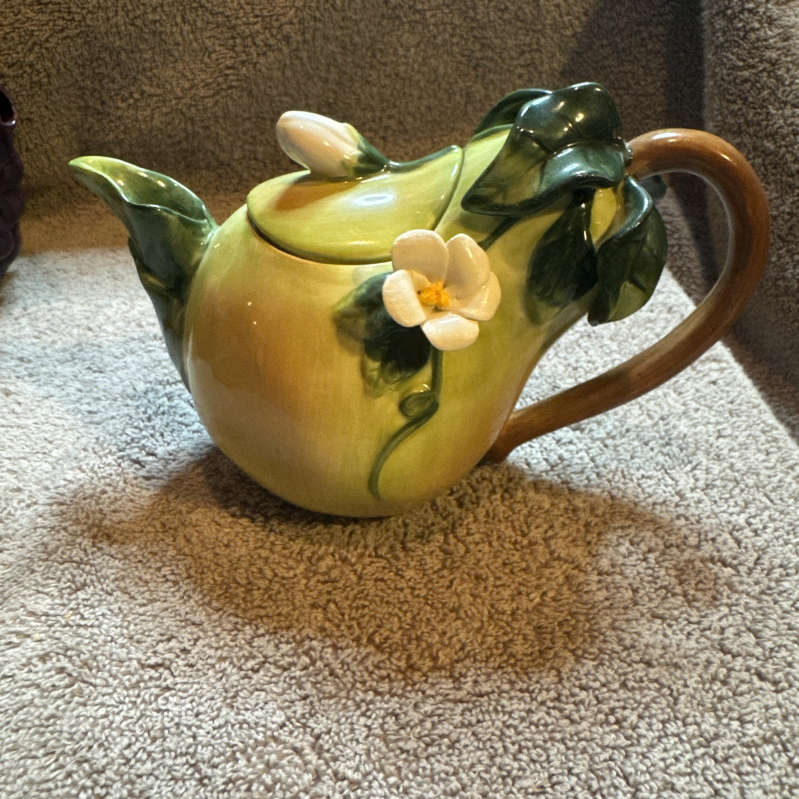 Vtg Lot 6 Ceramic Fruit Teapots: Pear P/apple Peach Pomegranate Watermelon Grape