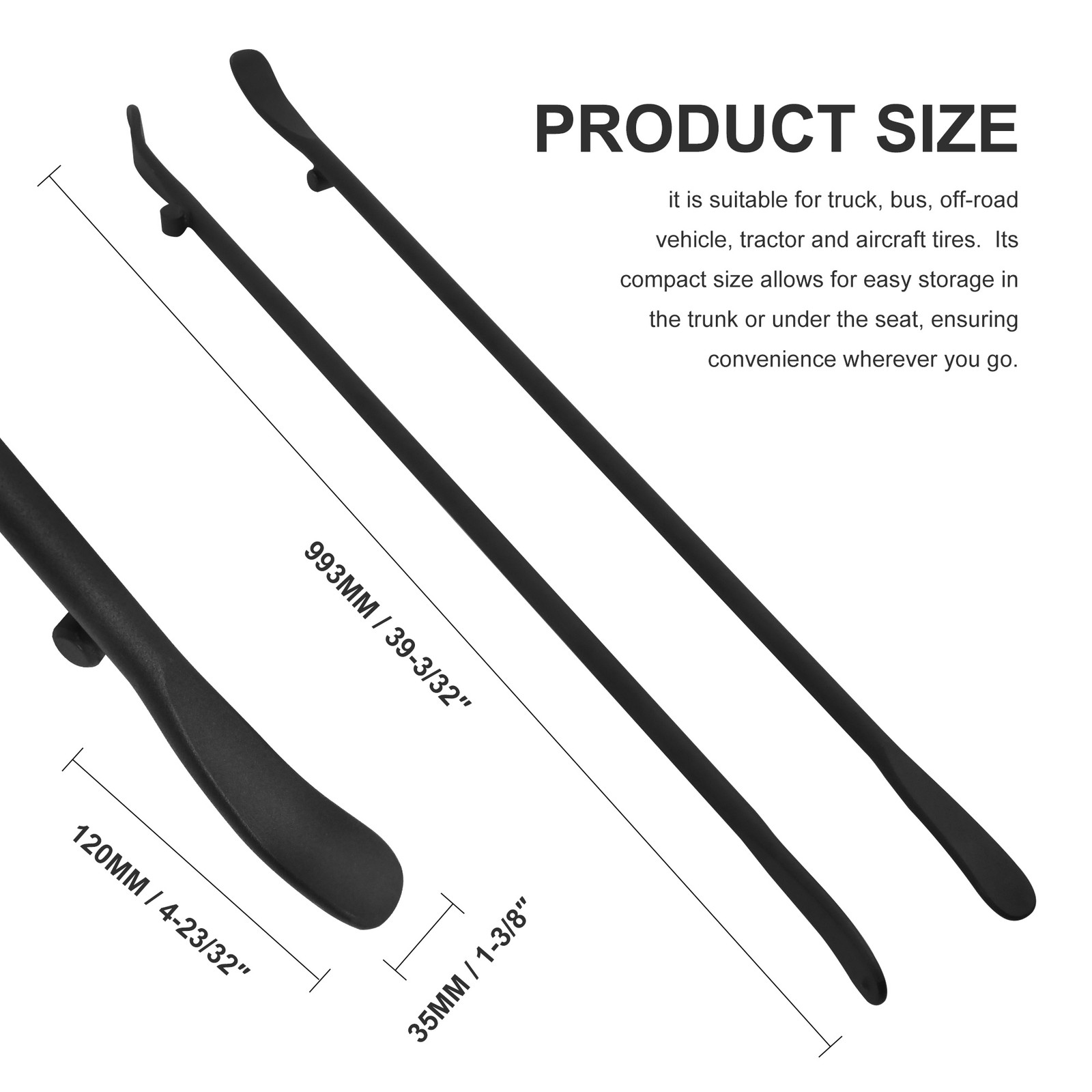 2PCS Tire Bar 39Inches/95cm Demount Spoon Tire Mount and Demount Iron Heavy Duty