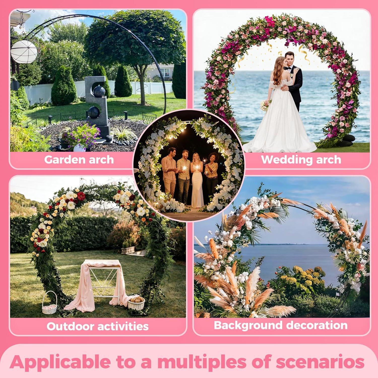 Large Metal Garden Arch Trellis,Wedding Arch. 8*7Ft. 19Mm Heavy-Duty Pipe, Arch