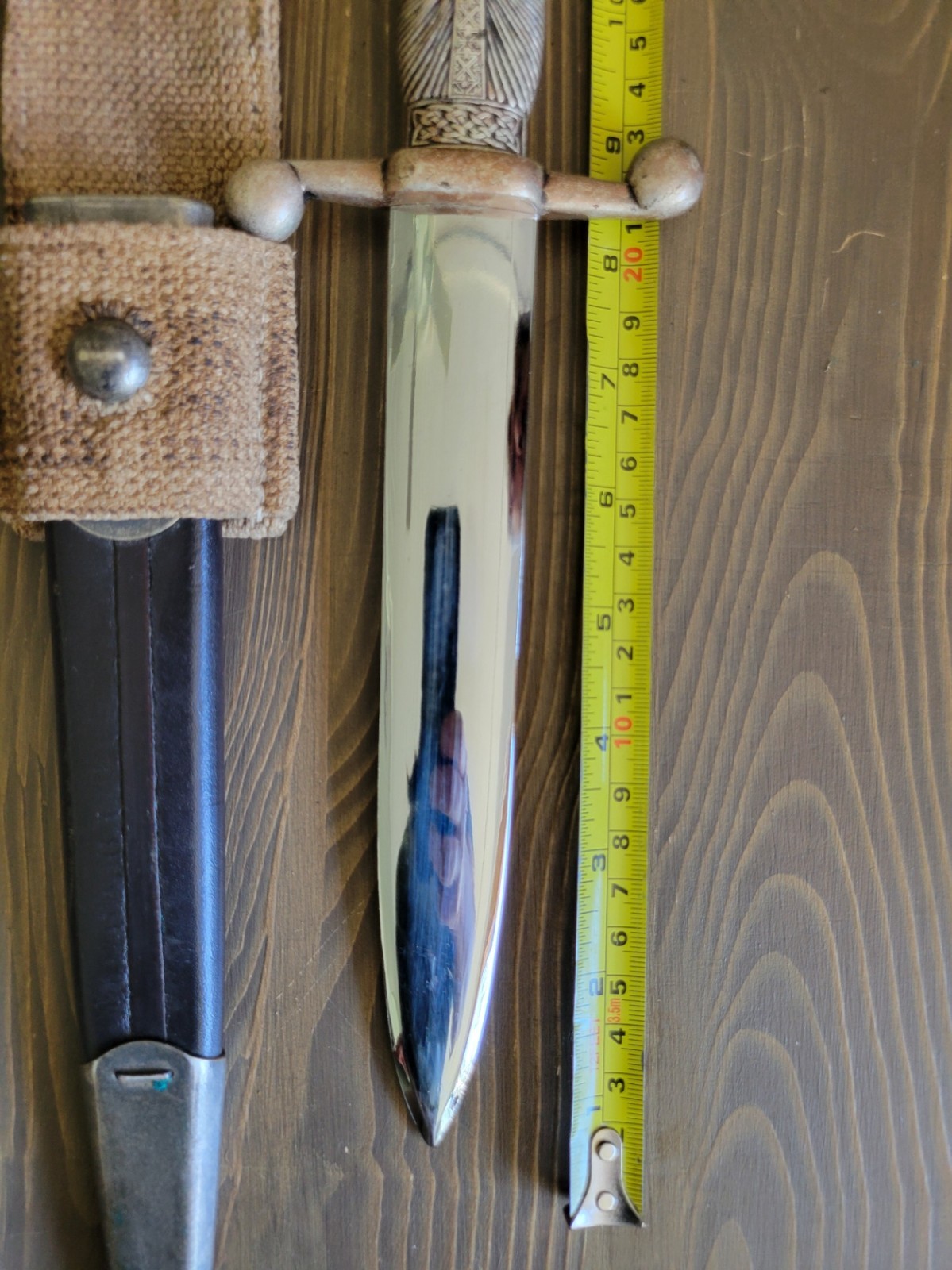 UNIQUE! Vintage Nickle Silver Dagger with Sheath & Frog! Spanish?