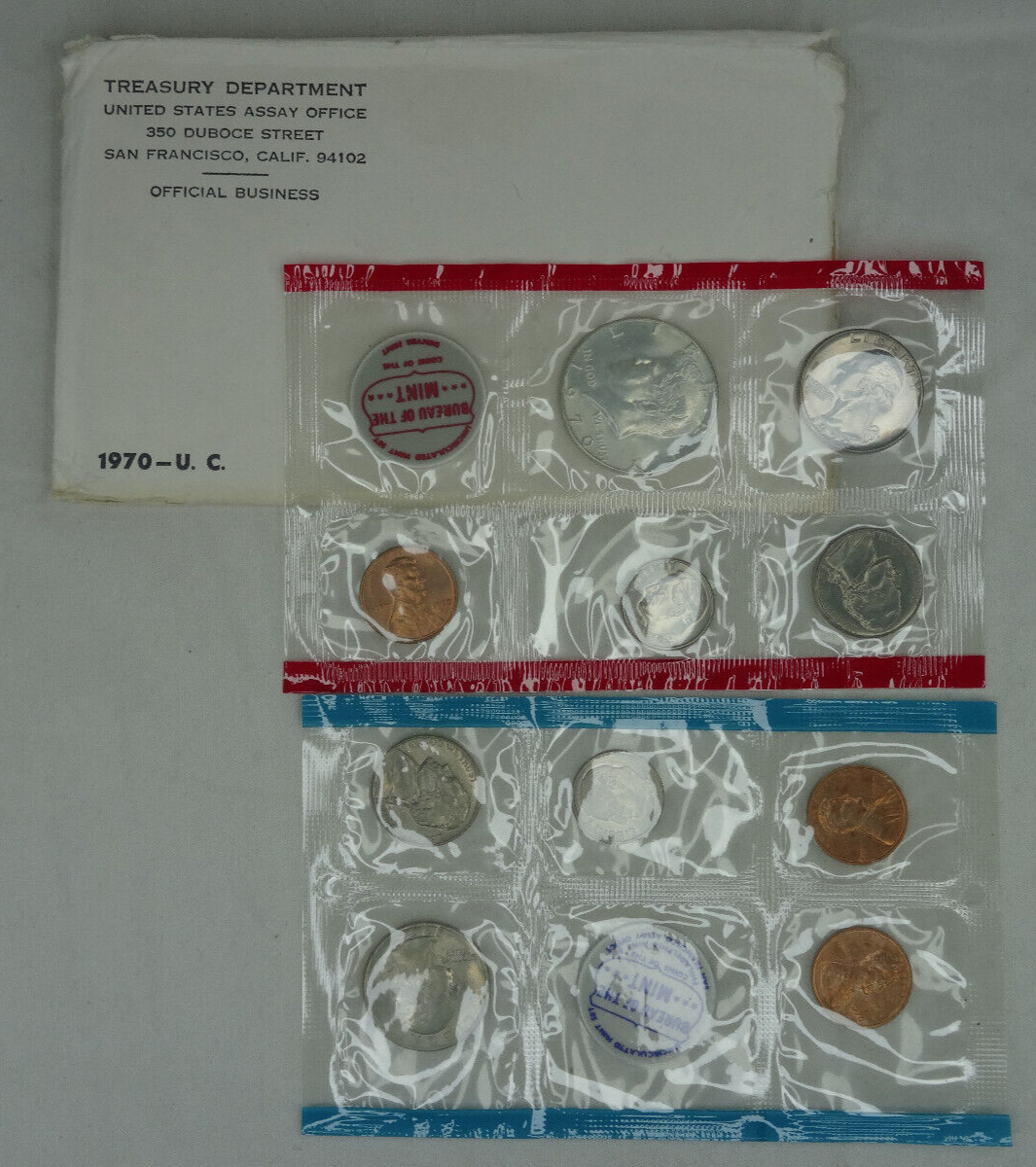 1970-1979 Lot of 10 US Mint P & D Sets Decade 118 Coins Original Mint Envelopes