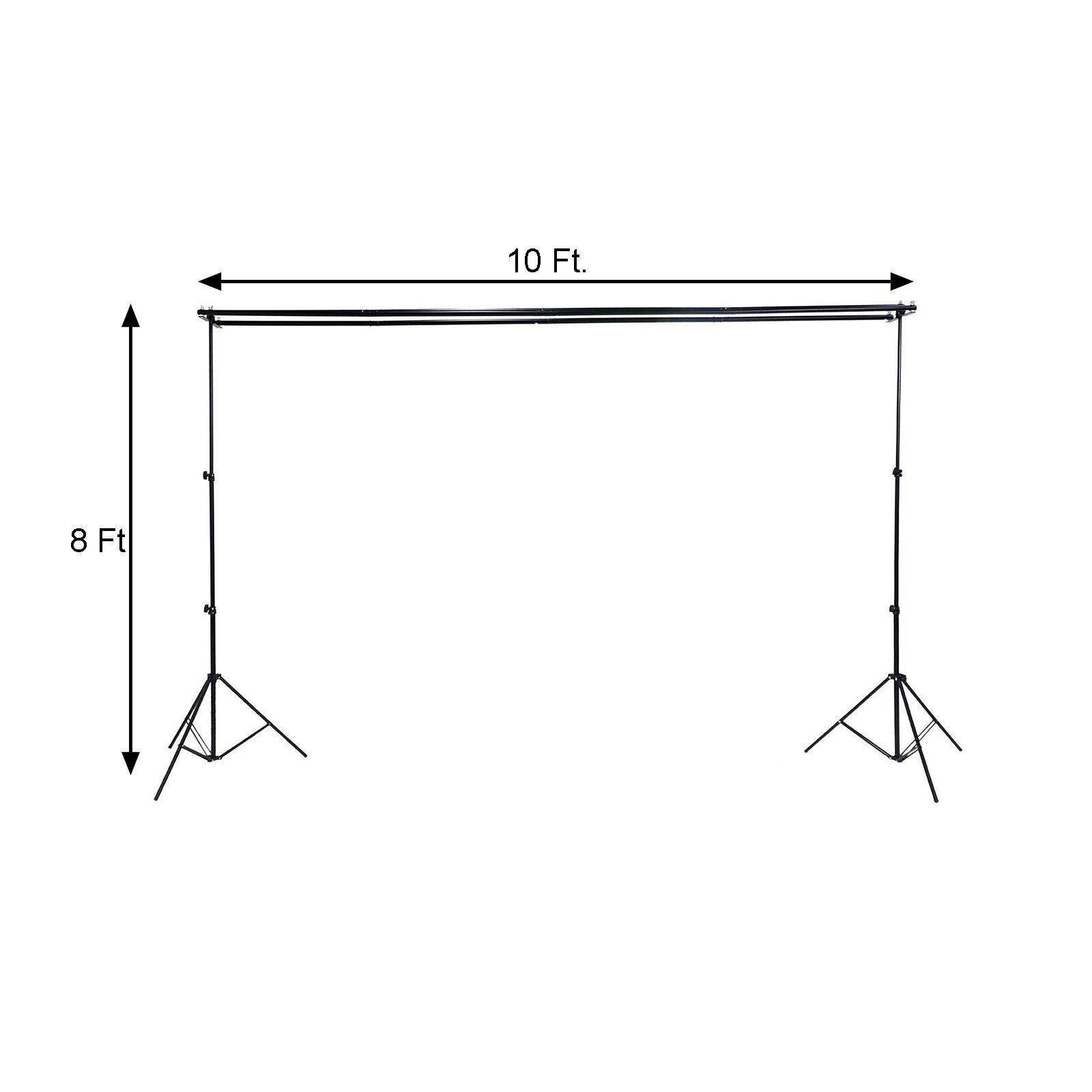 8x10 ft Black Triple Crossbar Adjustable Photo Backdrop Stand Party Supplies