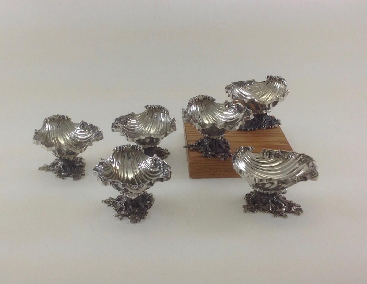 Set of 6 Silver Lamer Shells, suitable for Wedding or Christening