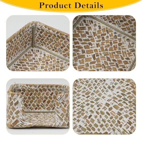 Sticky Note Holder Seagrass Post It Note Dispenser Woven 3 x 3 Inch Whitewash