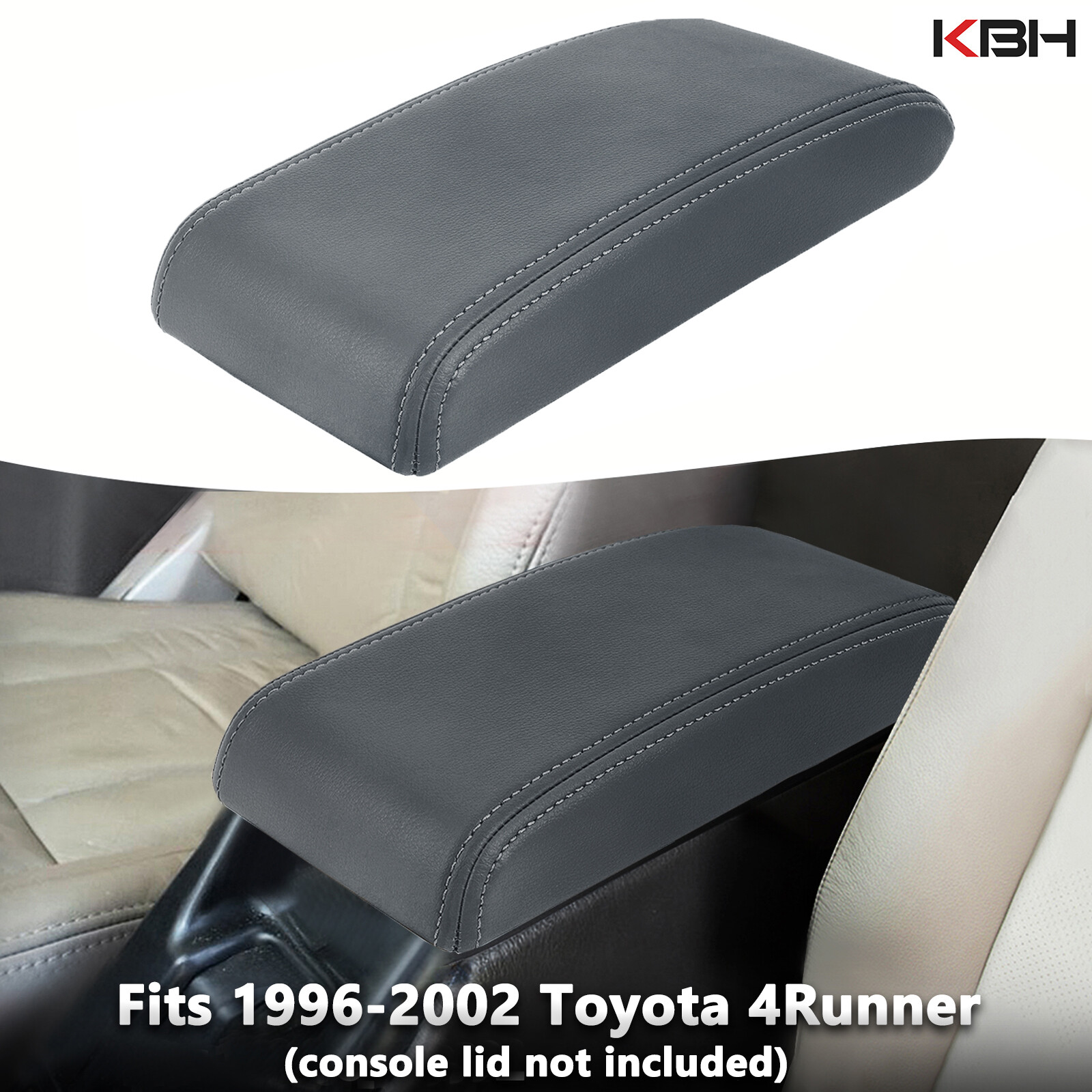 Fits 1996-2002 Toyota 4Runner Center Console Lid Armrest Leather Cover Trim Gray