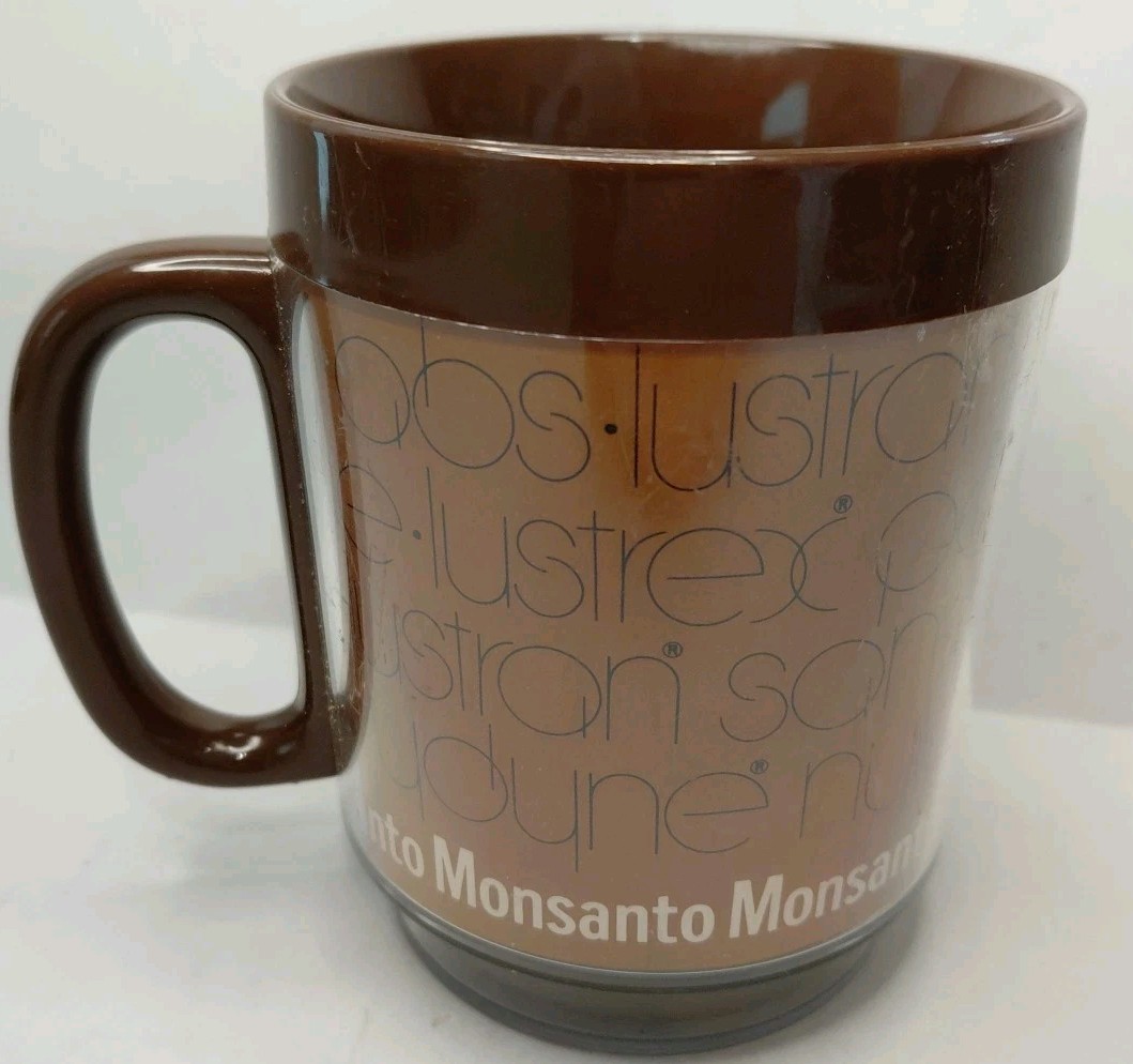 Vintage MONSANTO Thermo Serv Coffee Cups Mugs Conspiracy Fun RARE Tinfoil Hat