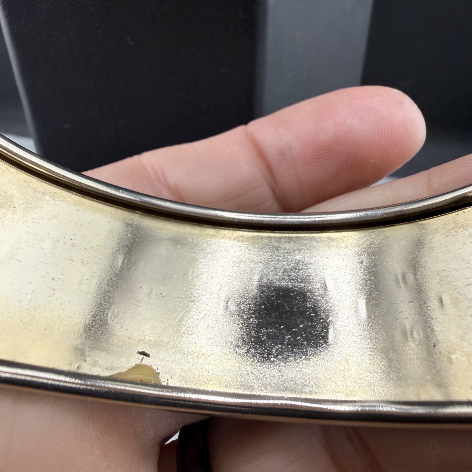 Vintage Bangle Bracelet Gold Tone Hinged 7”