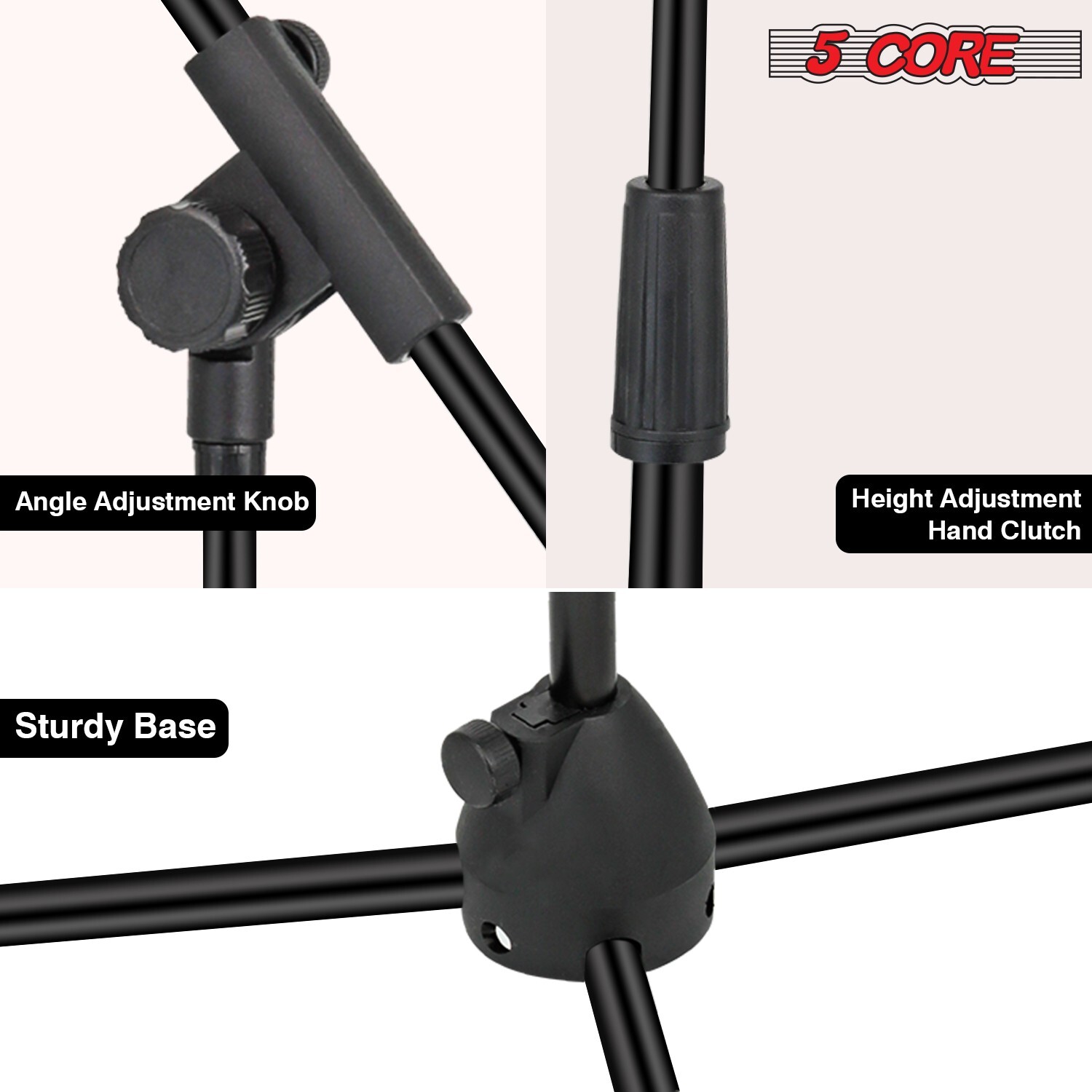 5Core Microphone Stand Floor Tripod Height Adjustable Telescoping Boom Arm