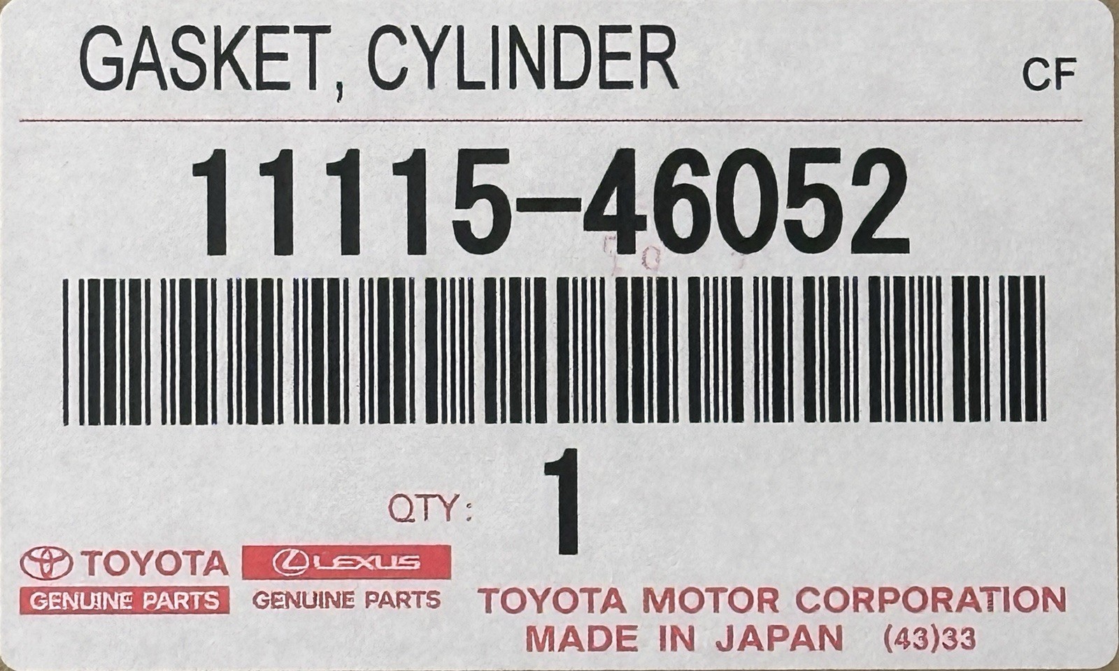 GENUINE OEM TOYOTA SUPRA ARISTO 2JZGTE JZA80 CYLINDER HEAD GASKET 11115-46052