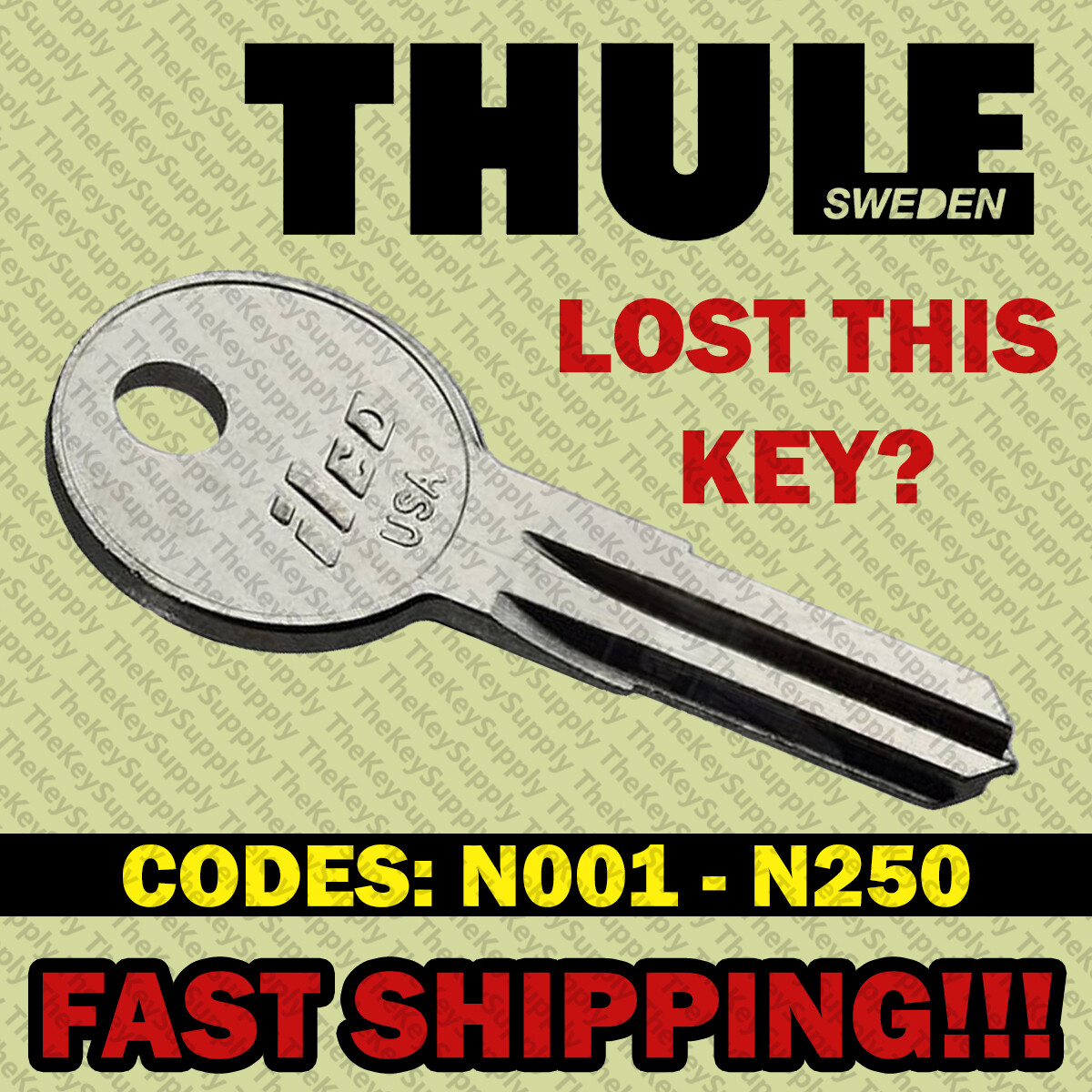 1 THULE Replacement Key Ski Roof Car Rack Lock Bicycle Hauler Carrier Surf Kayak