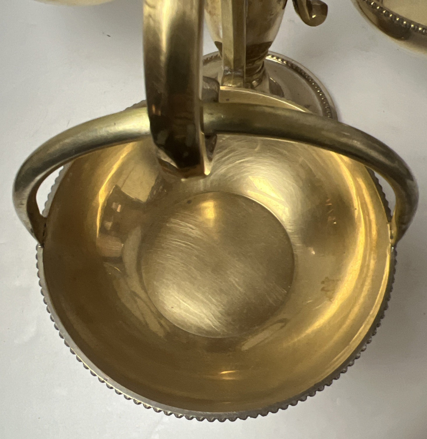 Antique Victorian Epergne Stand Gilt Silverplate Nickel 3 Hanging Bowls 11.5"