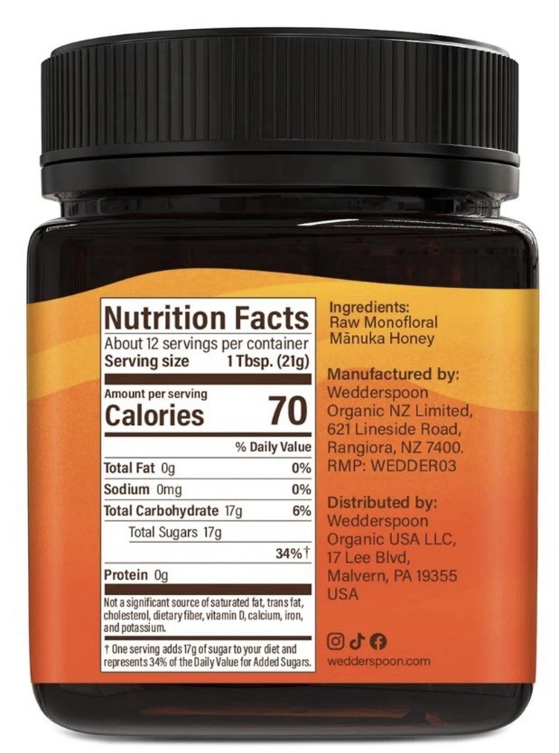 Wedderspoon New Zealand Raw Manuka Honey KFactor 16+ 8oz Exp: 5/2028