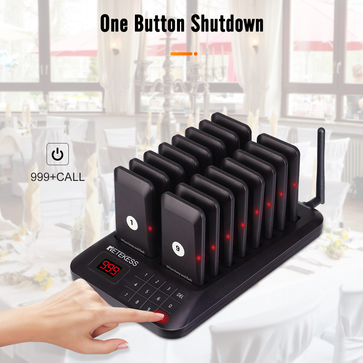Retekess TD157 Restaurant Pager Calling Queuing System 16 Buzzer Cafe Clinic Bar