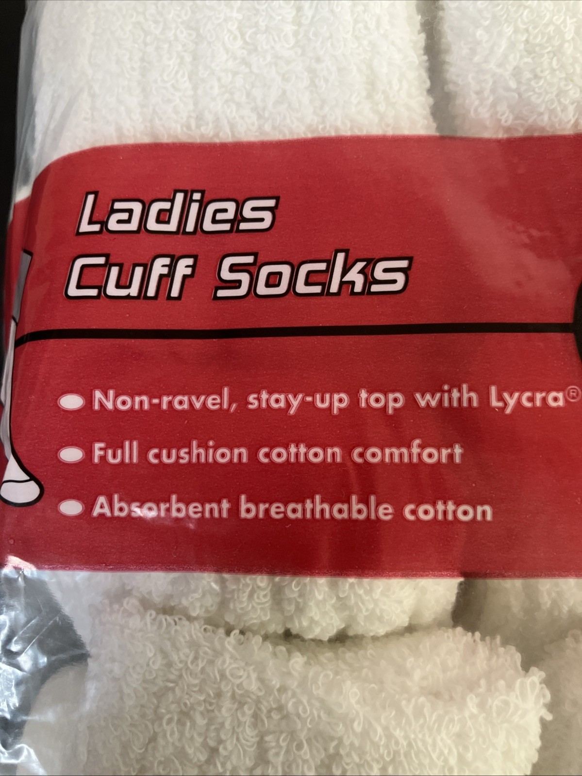 Vintage Athletech Ladies Cuff Socks Pack of 10 White Cushion Sock Size 9-11 USA