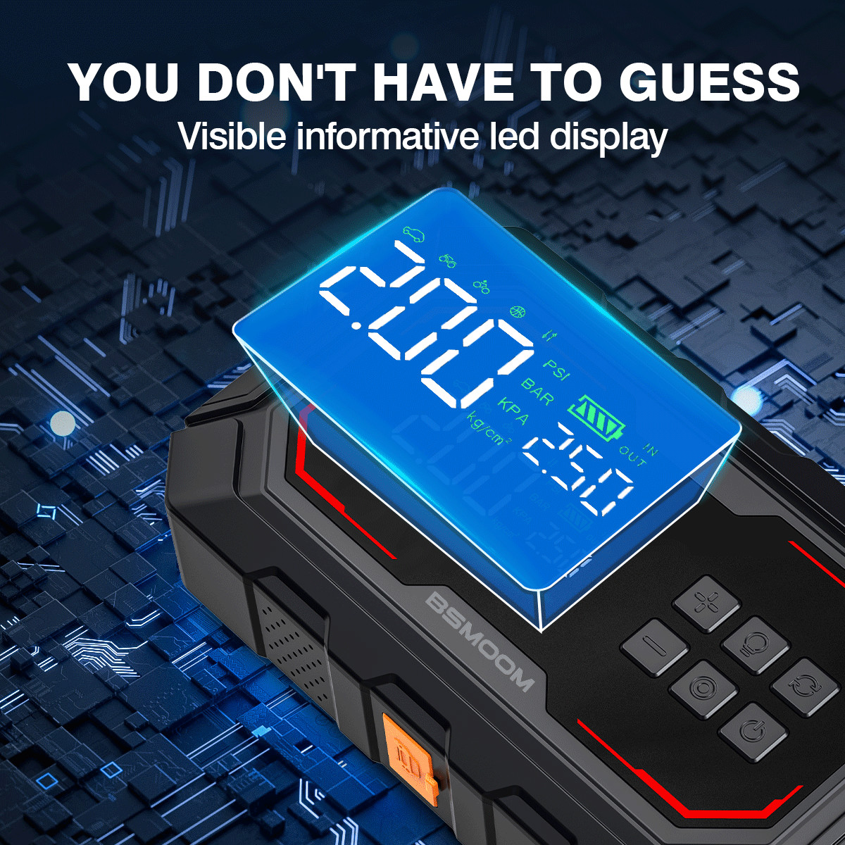 BSMOOM 8000A 12V Car Jump Starter Power Bank With Air Compressor Battery Booster