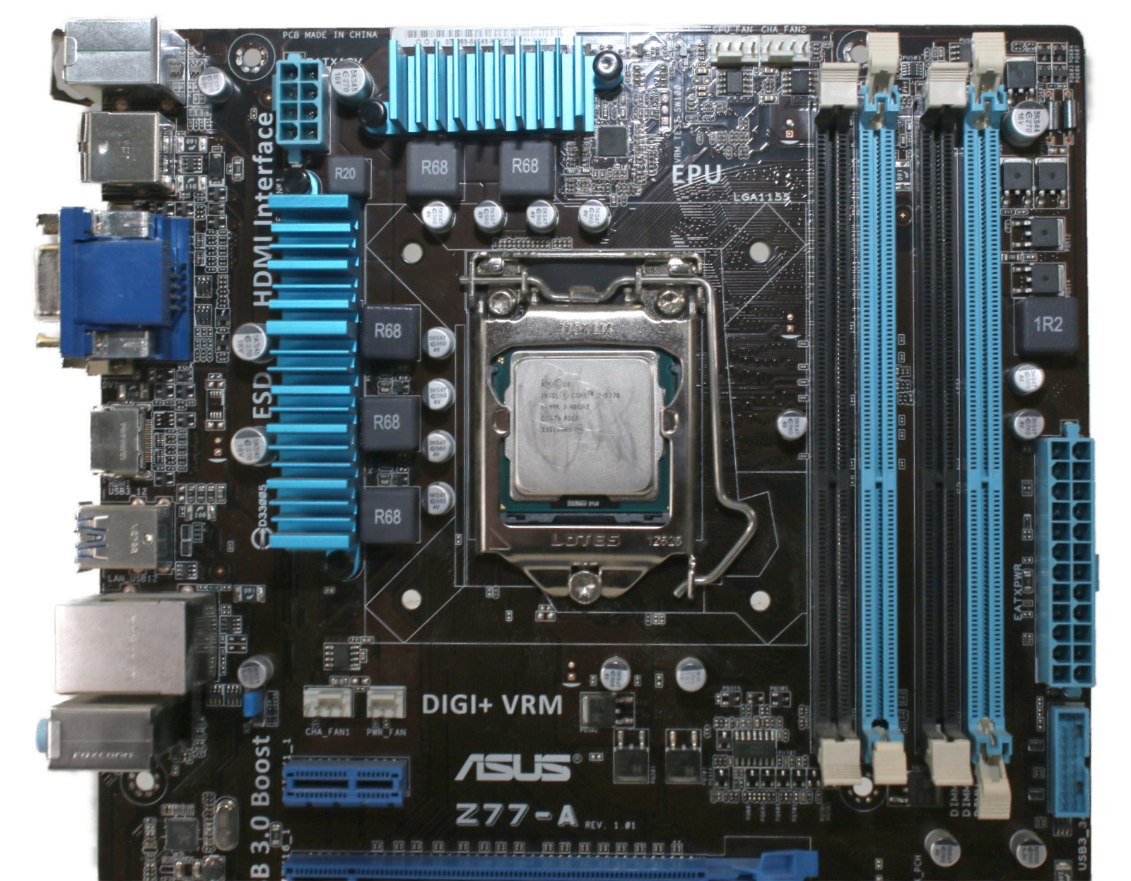 ASUS Z77-A LGA 1155 ATX Motherboard w/ Intel Core i7-3770 | No RAM & IO Shield