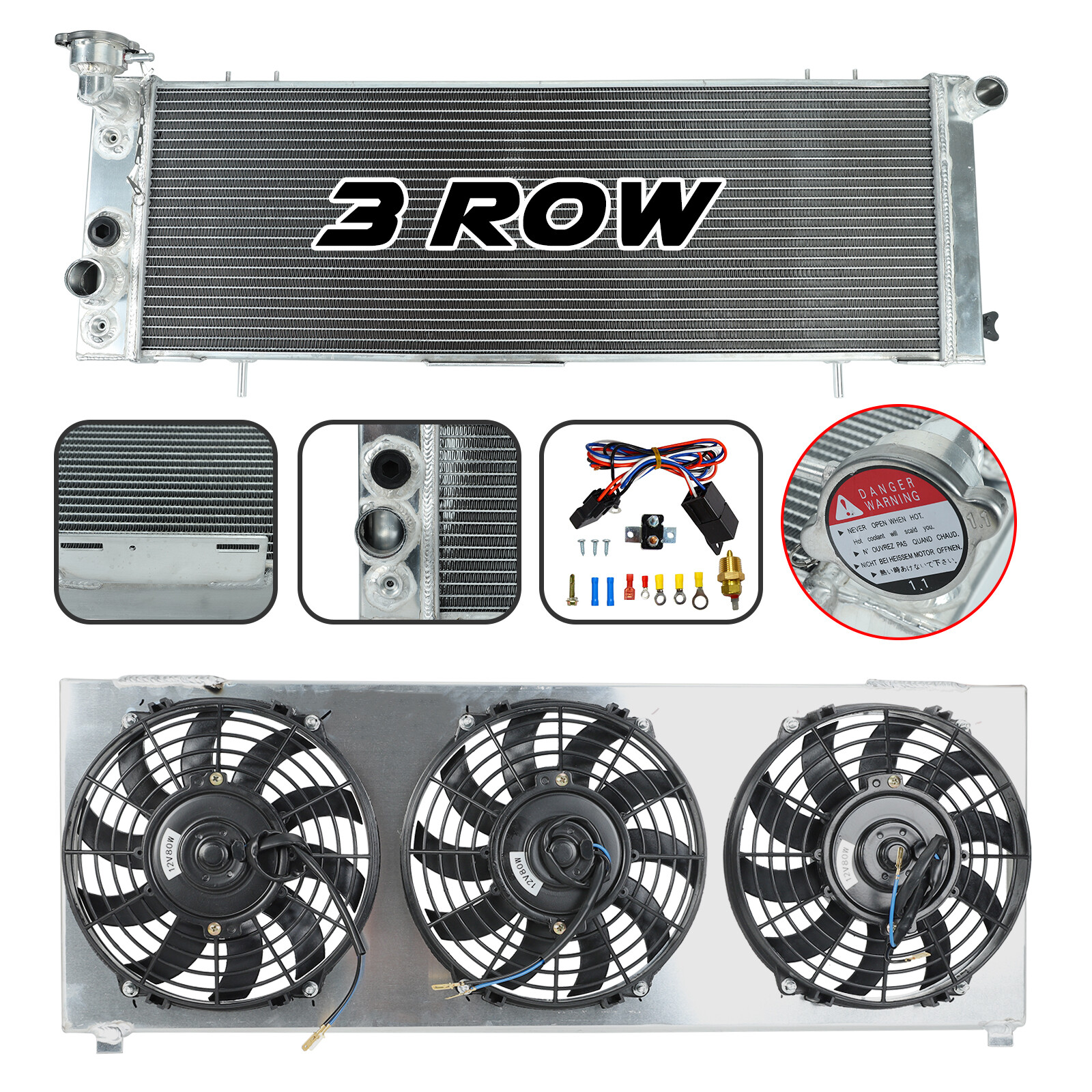 Aluminum Radiator + Shroud Fan Relay Kit For 1991-2001 Jeep Cherokee XJ Comanche