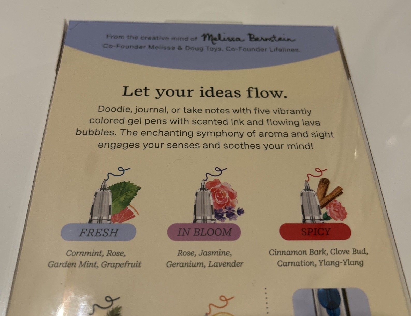 Lifelines Scented Lava Pens 5 Pack Colored Gel Pens Flowing Ink Aromatherapy NEW