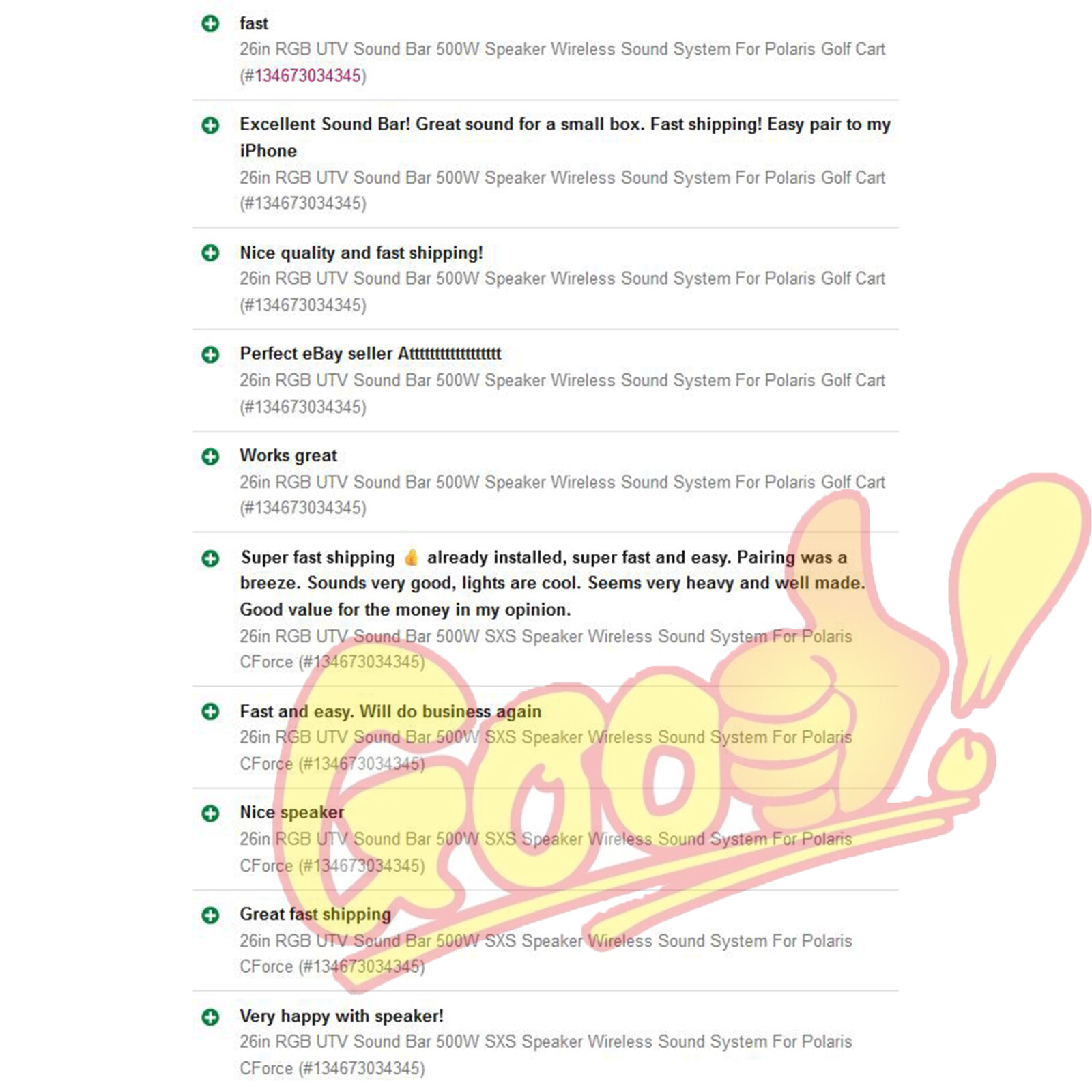 26in RGB UTV Sound Bar 500W Speaker Wireless Sound System For Polaris Golf Cart