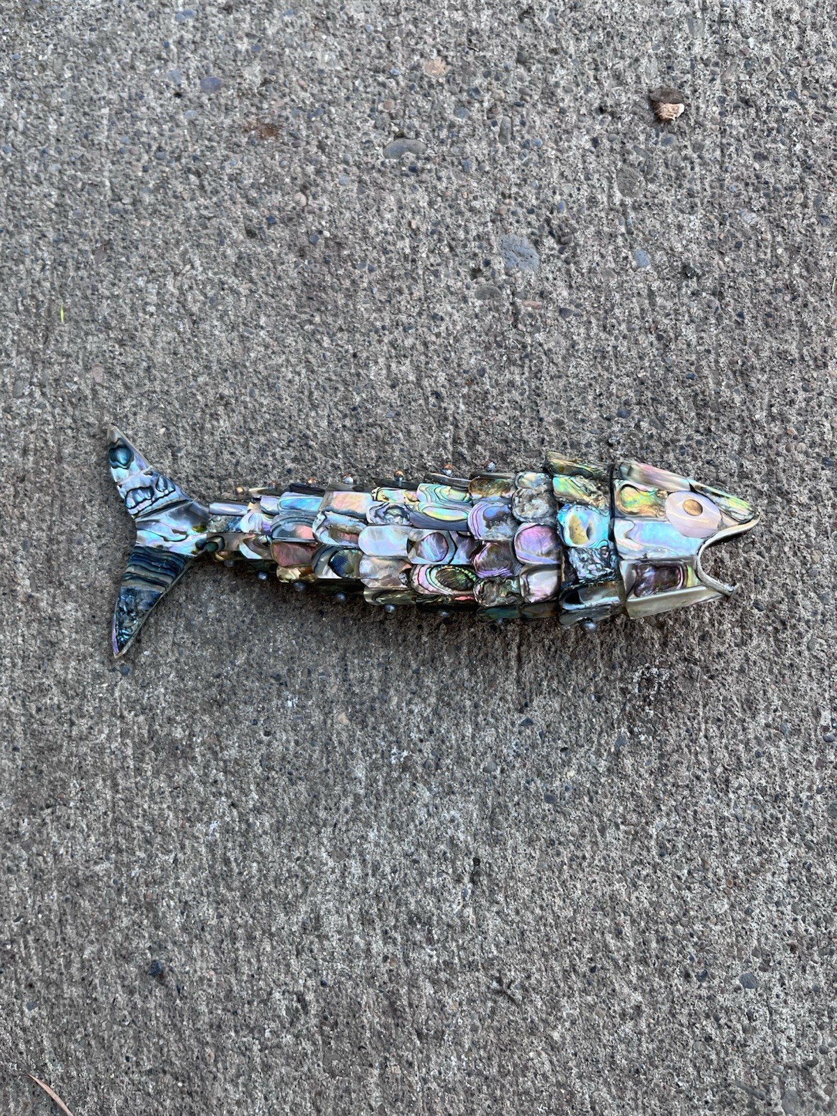 Vintage Articulated Abalone Shell Fish Bottle Opener Mexican