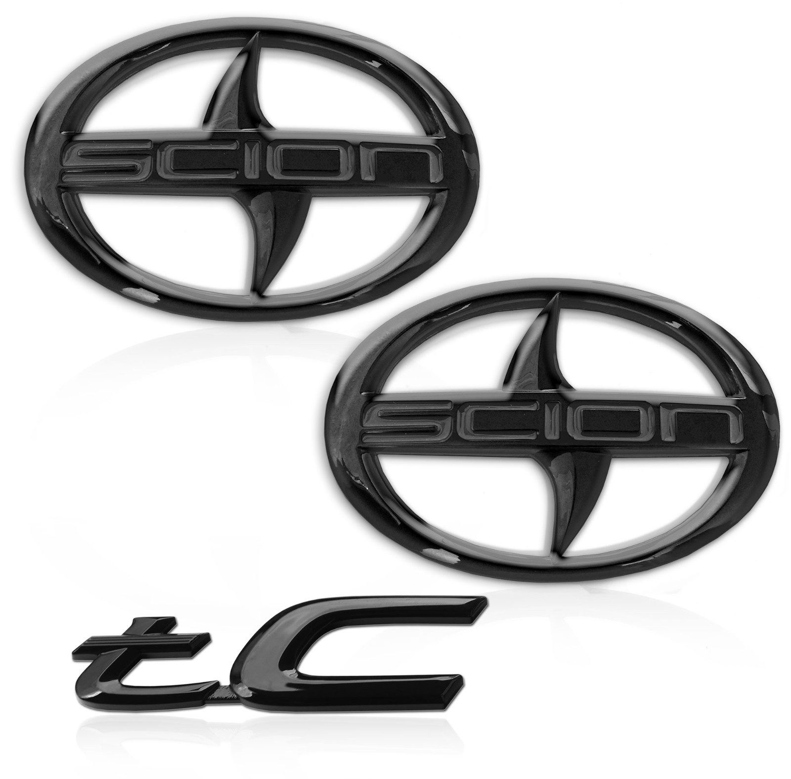 3Pcs BRAND NEW SCION TC Front Rear Gloss Black Badge Emblem 2011-2016 tC F/R GBB