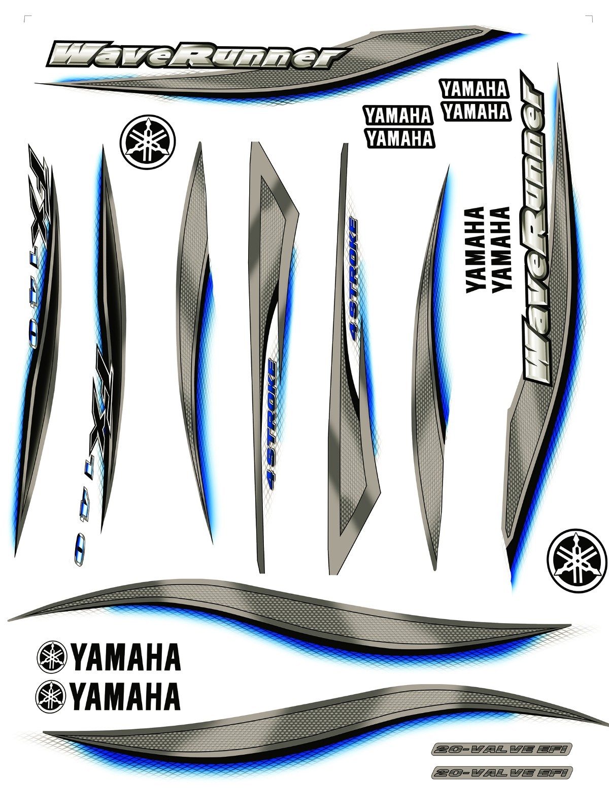 2002 YAMAHA FX140 BLUE DECAL KIT FX140A FX140CA WAVERUNNER