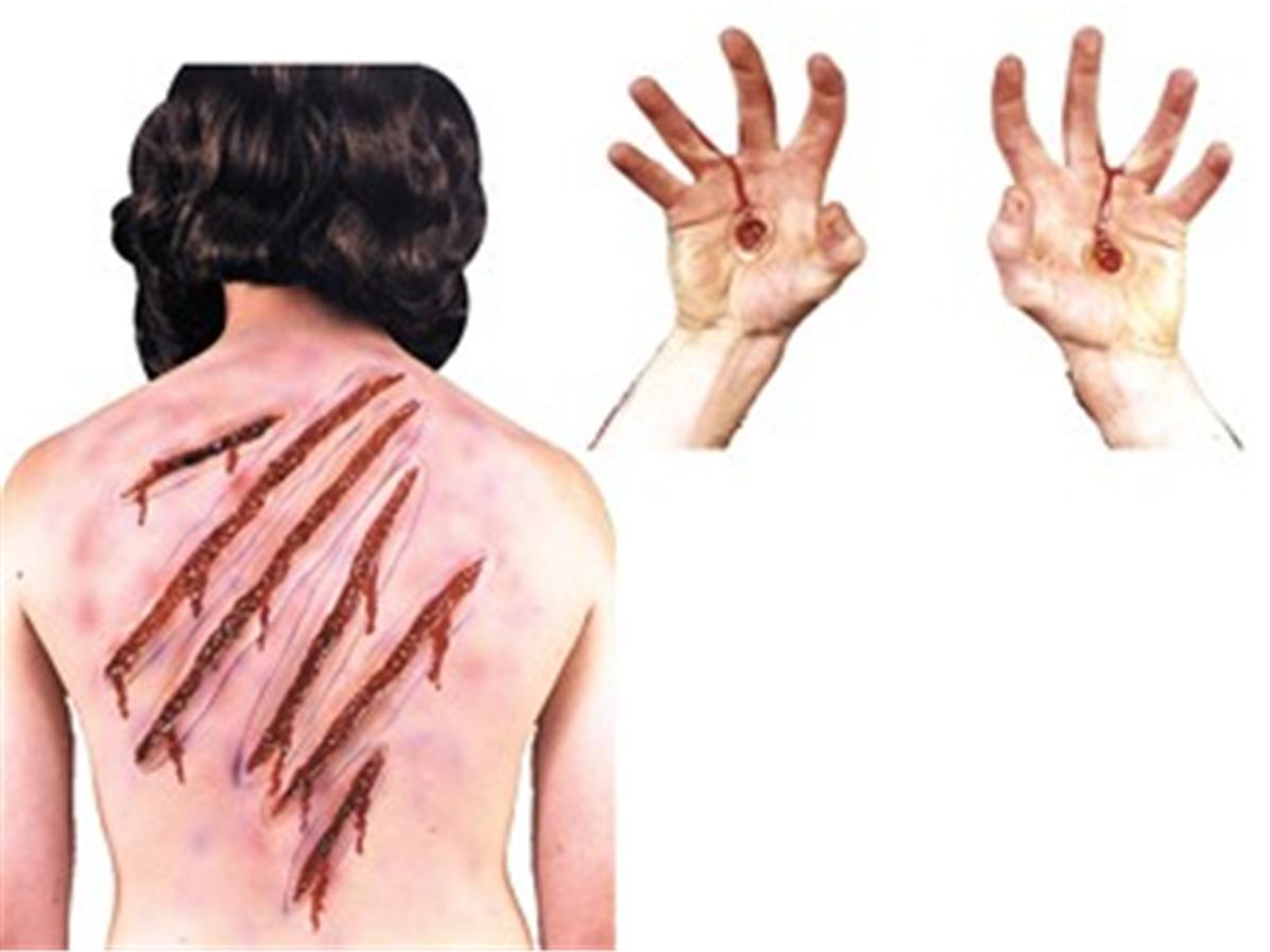 WHIP SLASH SPIKE LATEX SCARS JESUS EASTER PLAY COSTUME  MAKEUP FA99