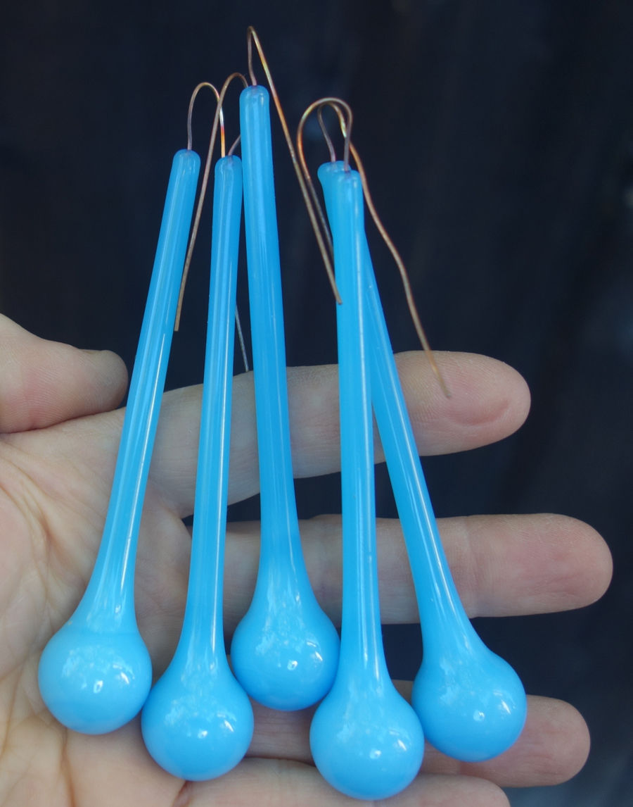 18 "Marble" Opaline Blue art glass lamp chandelier gilt sconce part 3.75" prism