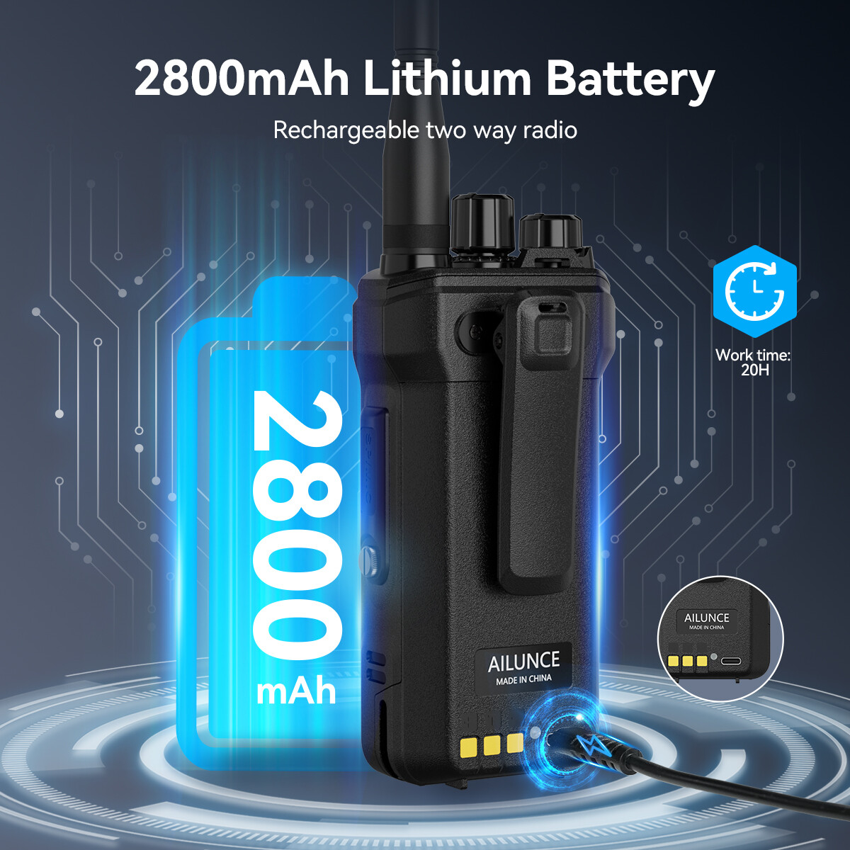 Retevis Ailunce HA1UV Ham Radio Dual Band IP67 2800mA NOAA USB-C Walkie Talkies