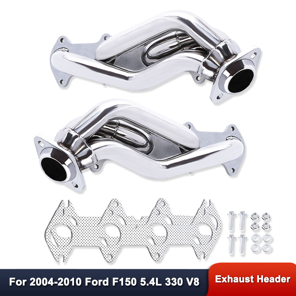 For Ford F150 5.4L 330 V8 04-10 Polished Stainless Steel Exhaust Headers Shorty