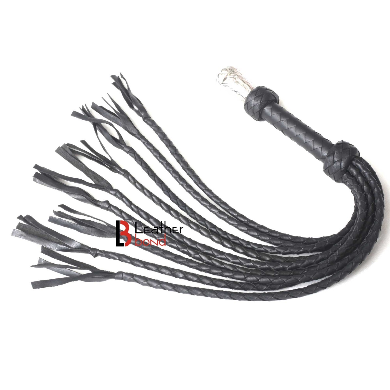 Flogger Cat-o-nine Tails Cowhide Leather whip 09 Braided Falls Steel handle