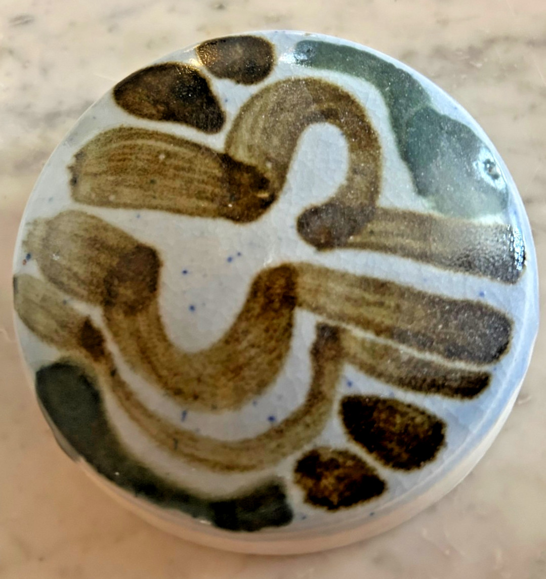 Large Porcelain Jar with Lid by Iowa Potter Clary Ilian, 1970's, signed