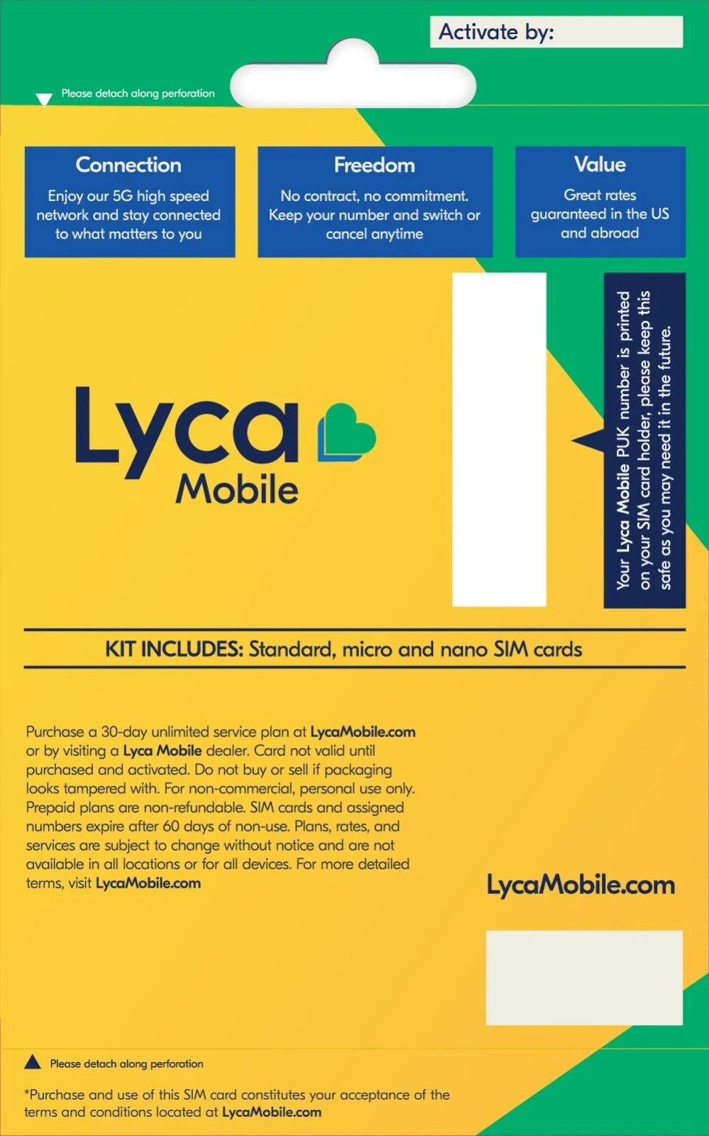 Lyca Mobile Prepaid SIM Card Kit | Unlimited 5G Talk, Text & Data