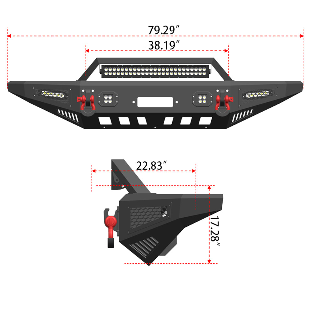 Vijay Steel Front Bumper W/Winch Plate&LED Light For 2007-2014 Toyota FJ Cruiser