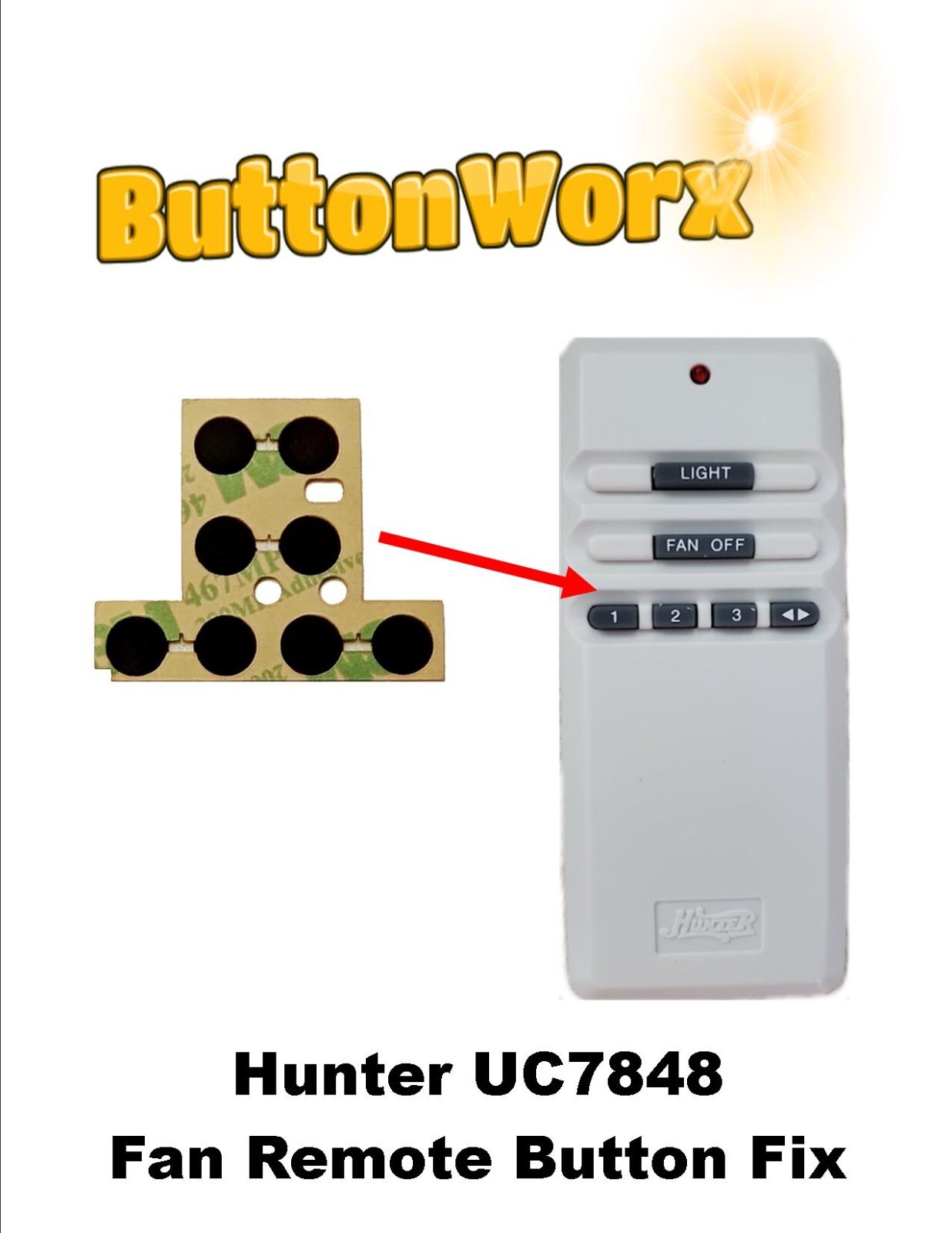 Button Repair for Hunter UC7848 UC7848T Fan Remote Control