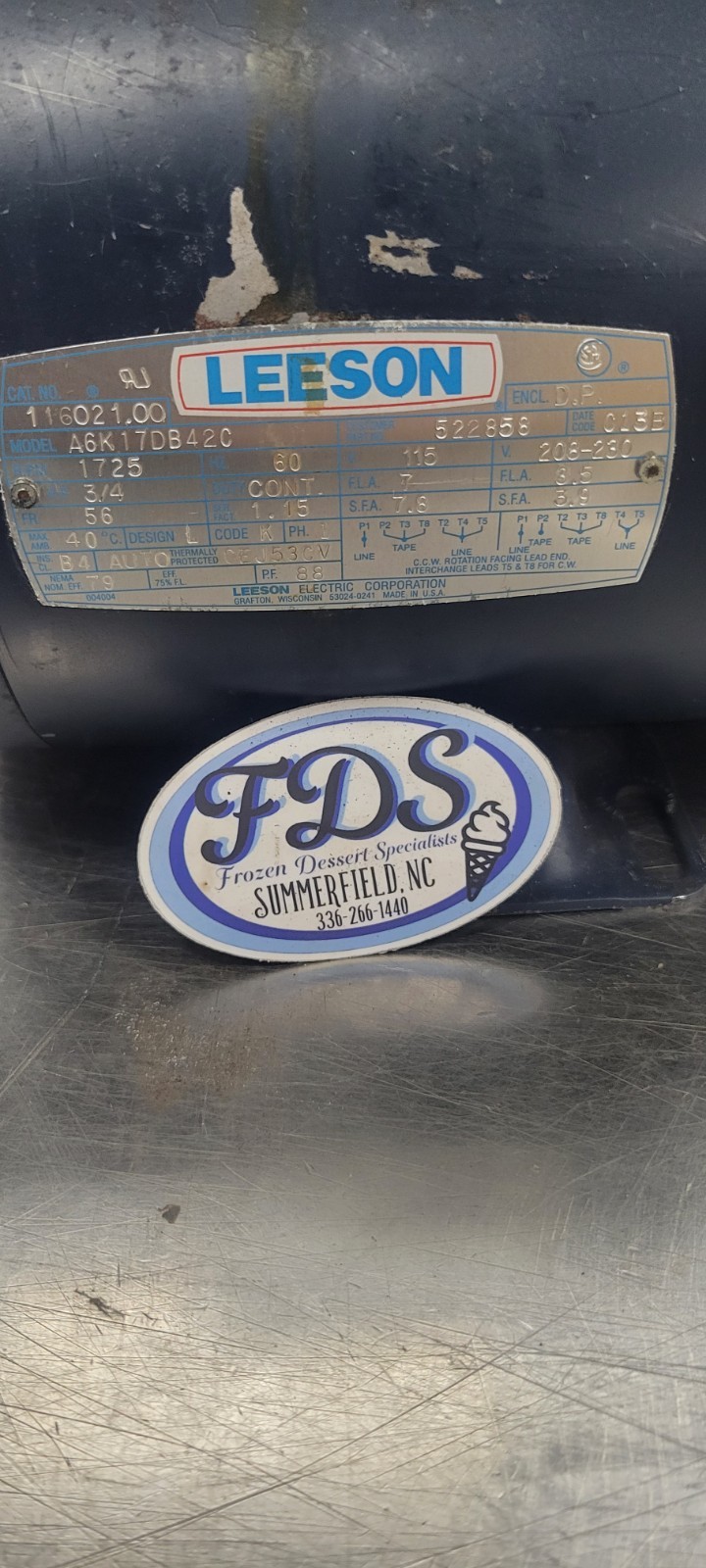 Stoelting F231 Yogurt Ice Cream Machine Beater Motor 522858 *Full Rebuild*