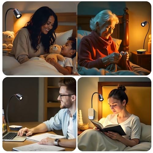 LED Wall Mounted Reading Light, Book Light for Reading in Bed with Touch Black