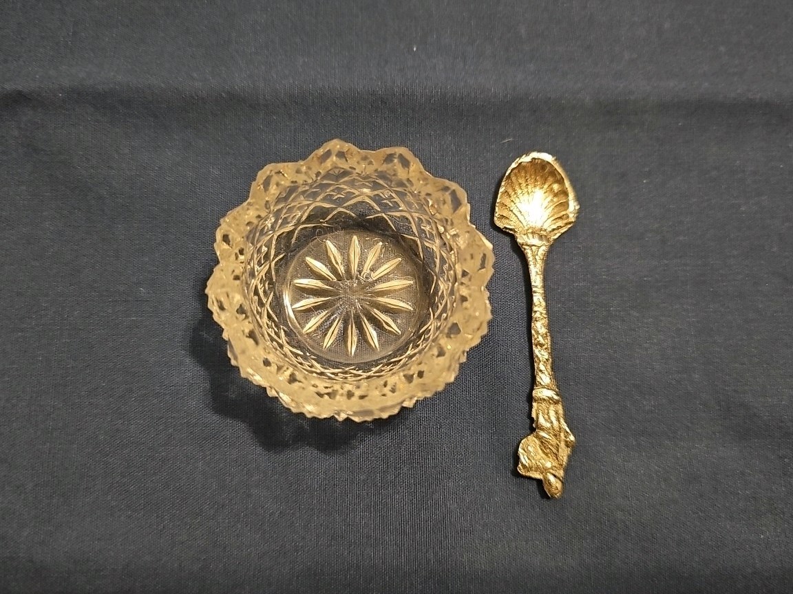 Salt Cellar with Unique Silver Spoon Made In Italy