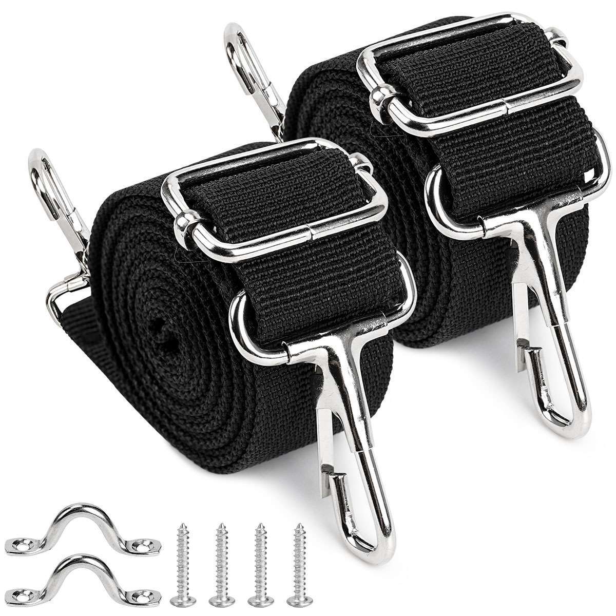 2x Adjustable for Bimini Boat Top Straps Loops & Snap Hook Stainless Steel