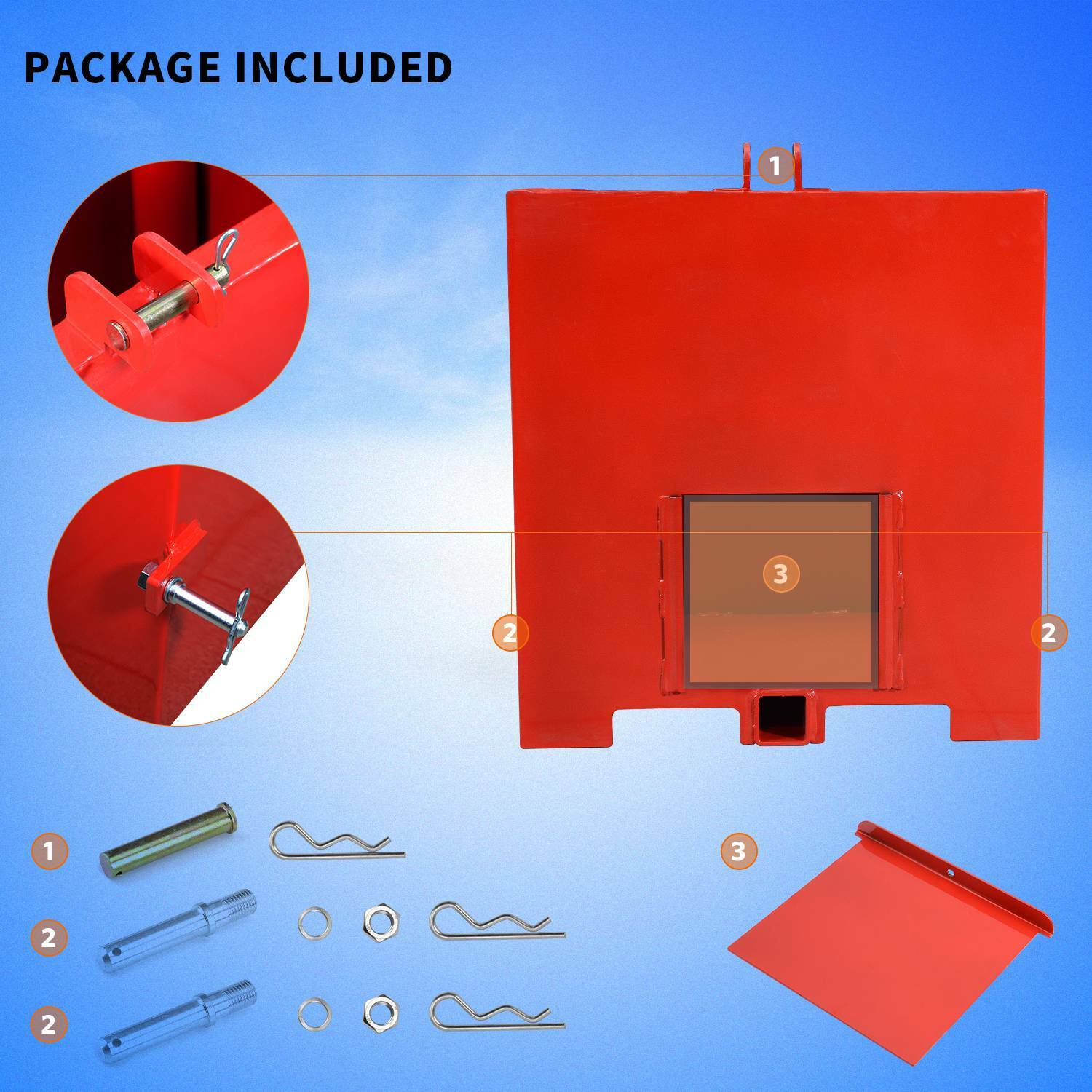 Tractor Counterweight Ballast Box 3 Point Quick Tach Hitch Receiver Attachment