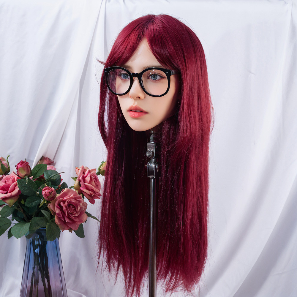 1:1replica of a female head model,made of TPE material,Mannequin Head,burgundy w
