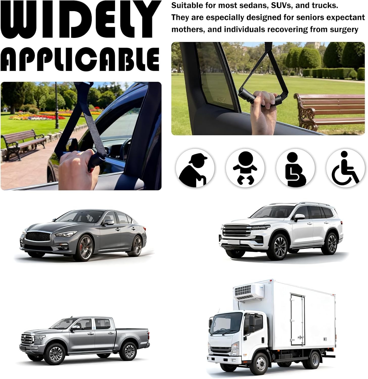 2PCS Car Door Handle for Elderly,Adjustable & Portable Car Handle Assist for Eld