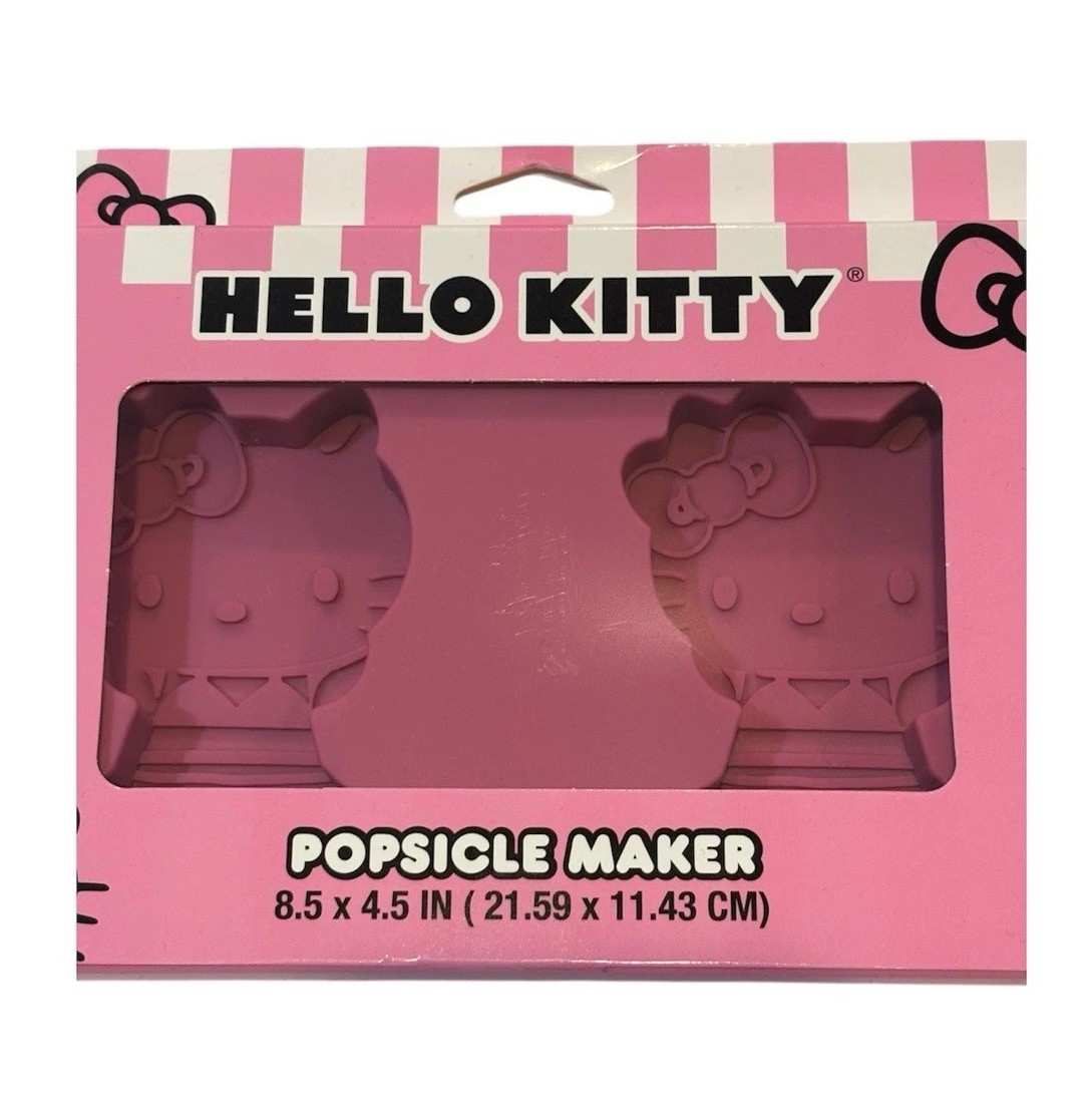 Hello Kitty Popsicle Maker Ice Pop Mold Set Flexible Silicone Pink New In Box