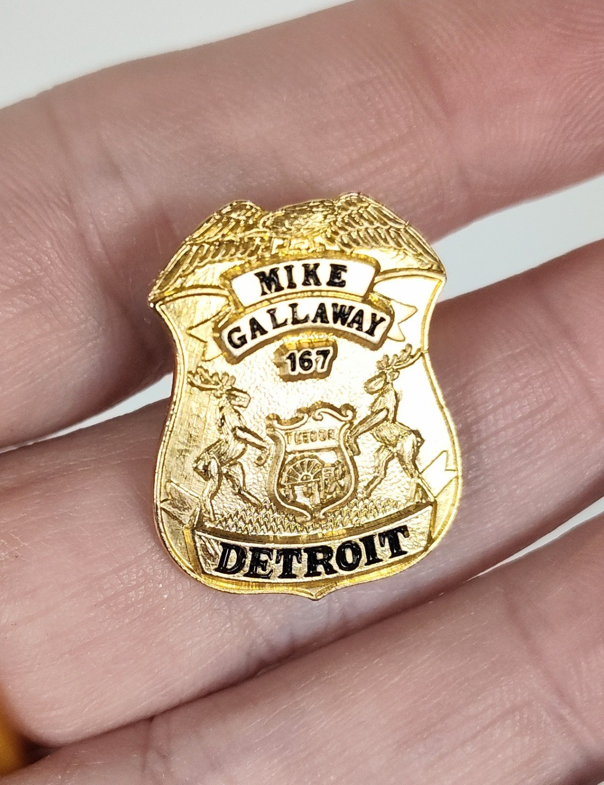 Vintage Detroit Police Dept Mini Badge Lapel Pin Pinback Hat Pin 1980s